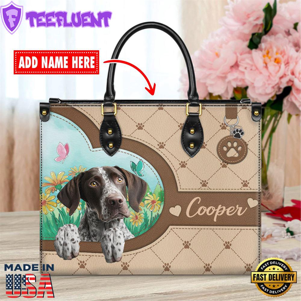 German Shorthaired Pointer Dog Duccy Dog Lover Leather Handbag