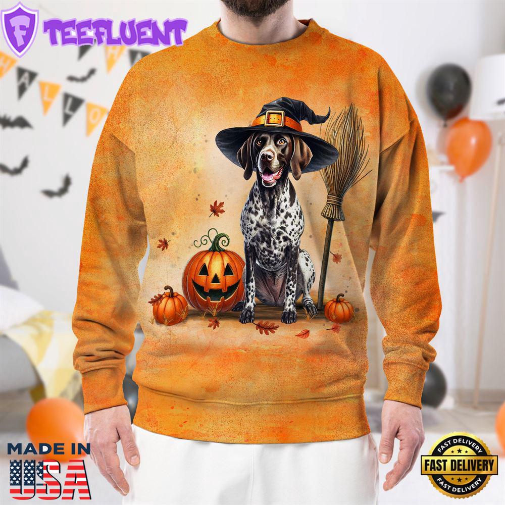 German Shorthaired Pointer Dog In Spooky Autumn Halloween 3D Shirt