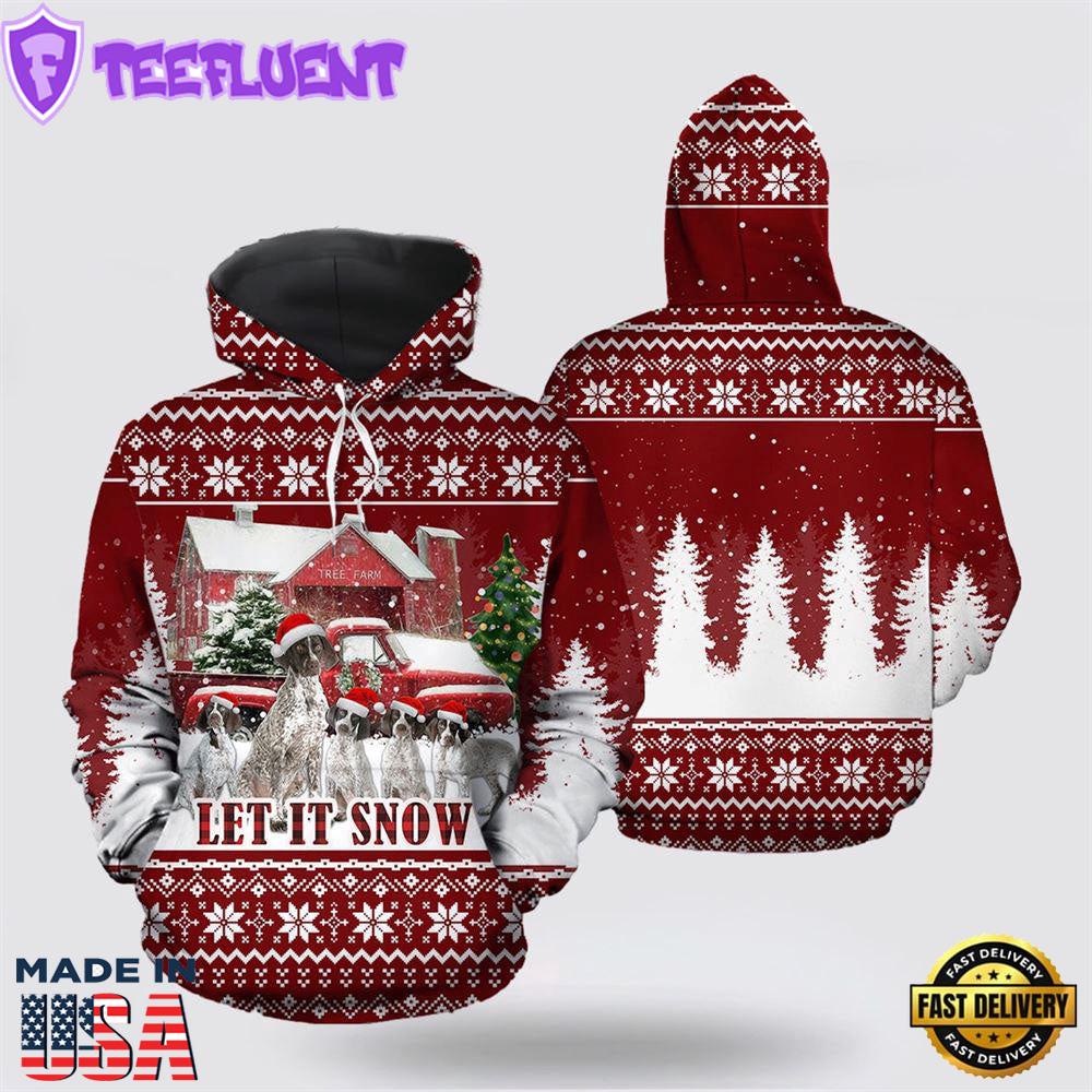 German Shorthaired Pointer Let It Snow All Over Print 3D Hoodie