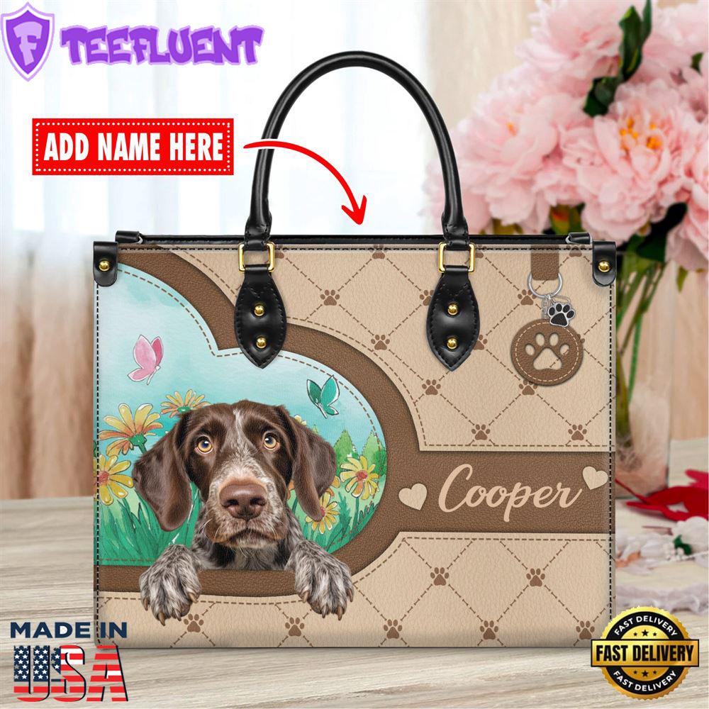 German Wirehaired Pointer Dog Duccy Dog Lover Leather Handbag