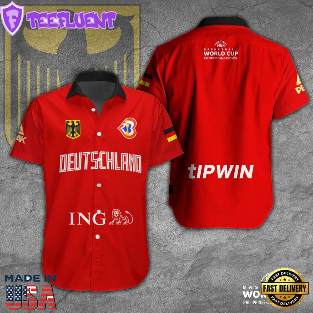 Germany Men's National Basketball Team Short Sleeve Dress Shirt For Fans