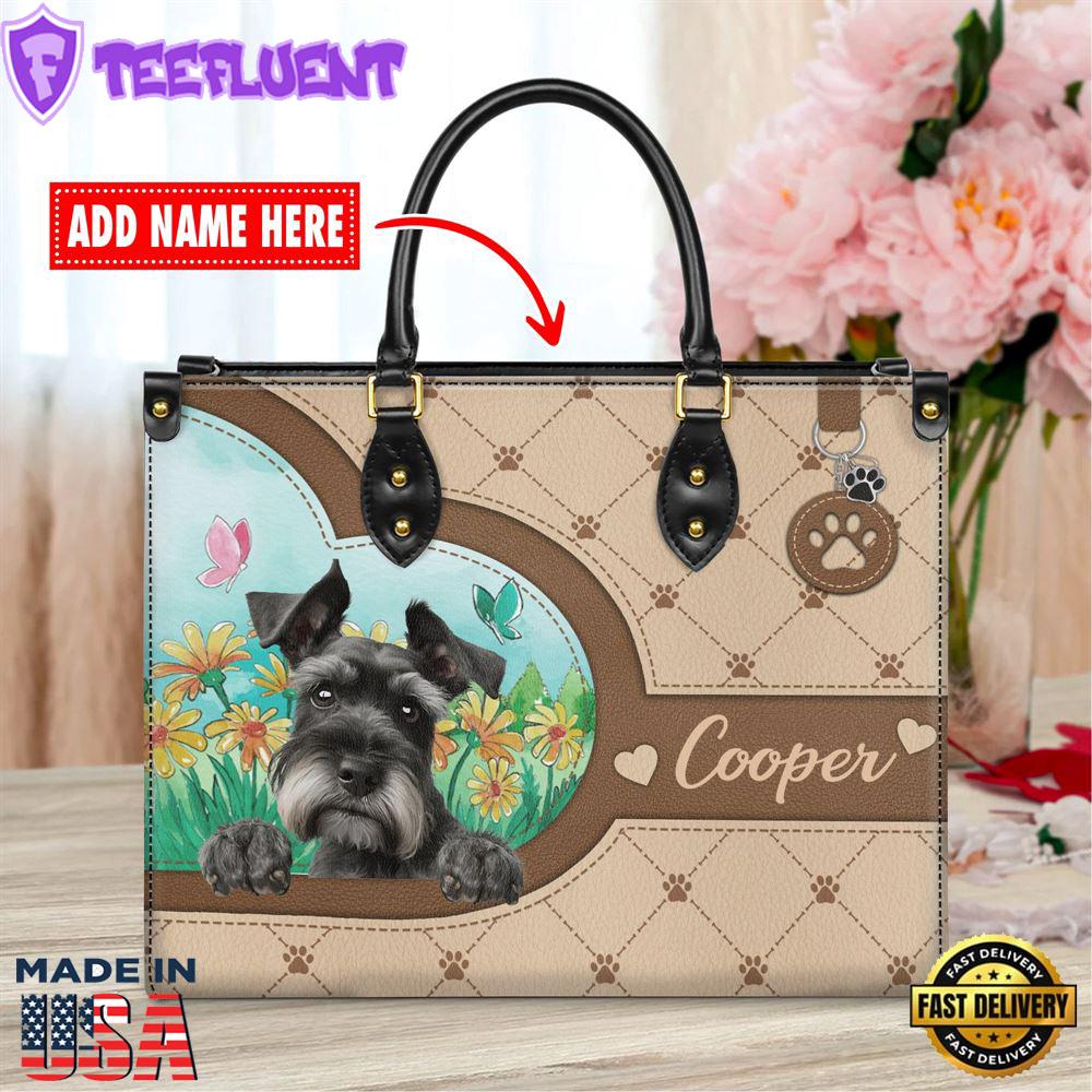 Giant Schnauzer Dog Duccy Dog Lover Leather Handbag