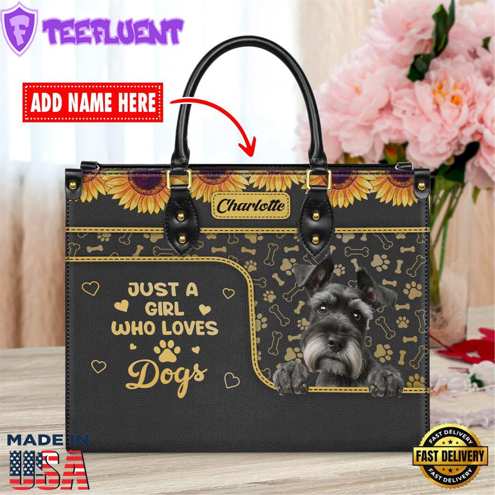 Giant Schnauzer Dog Just A Girl Who Loves Dogs Leather Handbag