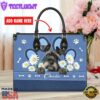 Giant Schnauzer Dog Lover Leather Bag With Daisy Flowers