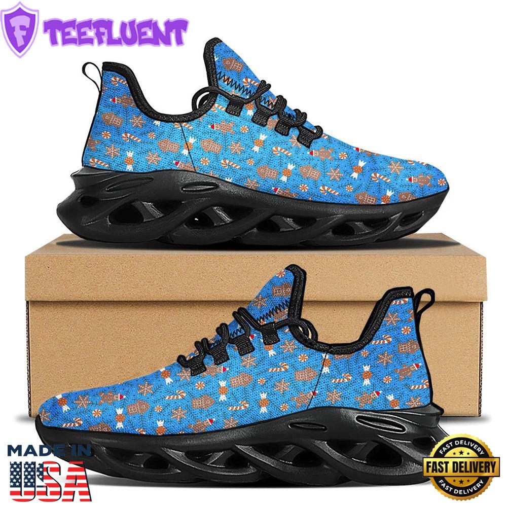 Gingerbread Man Christmas Print Pattern Black Max Soul Shoes