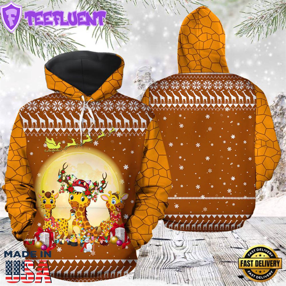 Giraffe Christmas Hoodie All Over Print