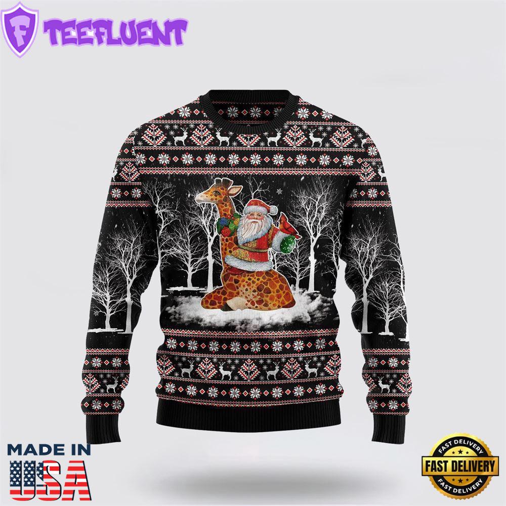 Giraffe Santa Claus Ugly Christmas Sweater For Men And Women
