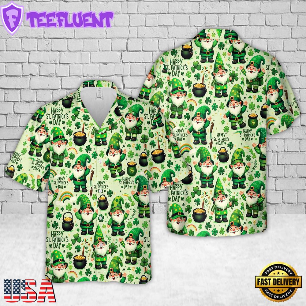 Gnome Happy St Patrick's Day Hawaiian Shirt