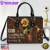 God Is Within Her Beautiful Sunflower Leather Bag Christ Gifts Leather Bags