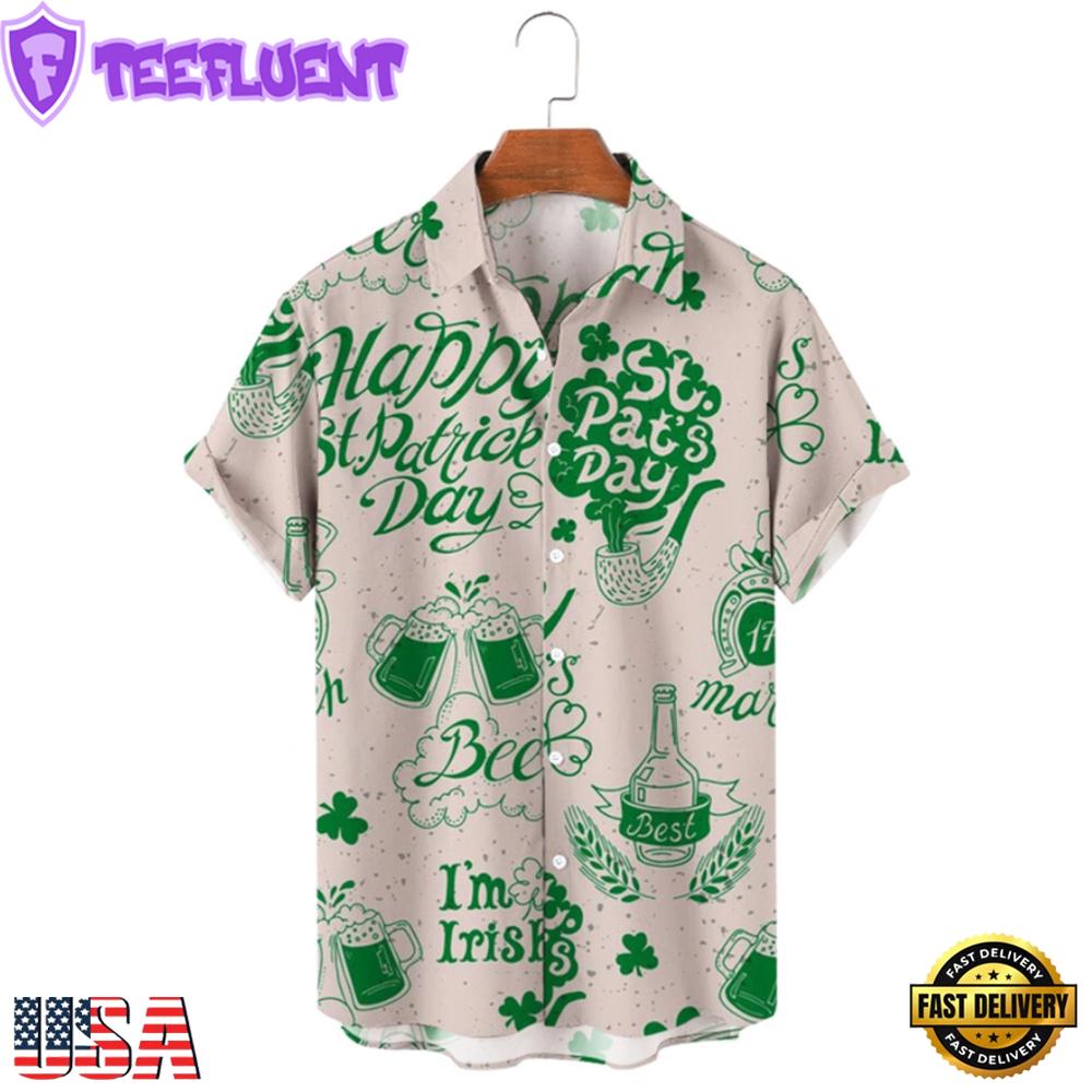 Gold Golden Irish St. Patrick'S Day 3D Hawaiian Shirt , Vintage Hawaiian Shirts Gold Golden Irish St. Patrick'S Day 3D Hawaiian Shirt , Vintage Hawaiian Shirts