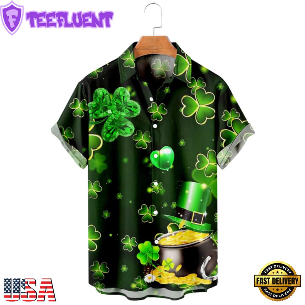 Gold Golden Irish St. Patrick'S Day 3D Hawaiian Shirt , Vintage Hawaiian Shirts Gold Golden Irish St. Patrick'S Day 3D Hawaiian Shirt , Vintage Hawaiian Shirts