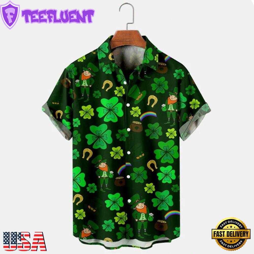 Gold Golden Irish St. Patrick'S Day 3D Hawaiian Shirt , Vintage Hawaiian Shirts Gold Golden Irish St. Patrick'S Day 3D Hawaiian Shirt , Vintage Hawaiian Shirts