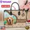 Golden Retriever Dog Duccy Dog Lover Leather Handbag
