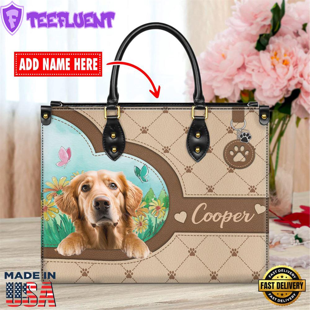 Golden Retriever Dog Duccy Dog Lover Leather Handbag