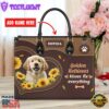 Golden Retriever Dog Kisses Fix Everything Leather Handbag