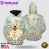 Golden Retriever Flower All Over Print 3D Hoodie