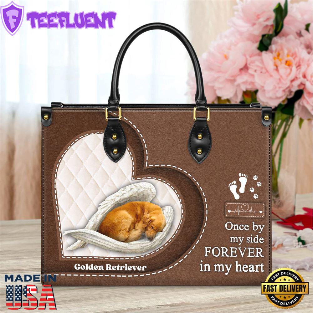 Golden Retriever Forever In My Heart Leather Bag