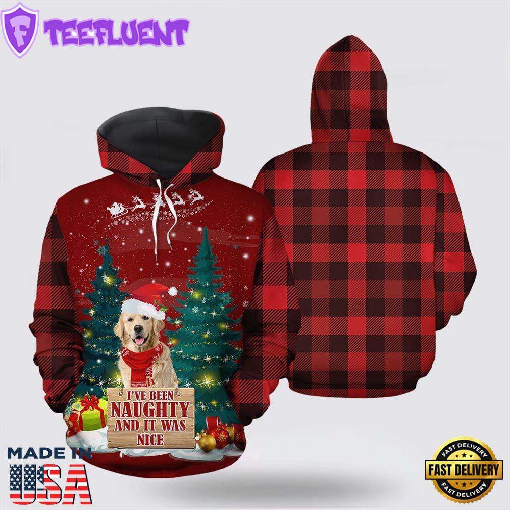 Golden Retriever Naughty All Over Print 3D Hoodie