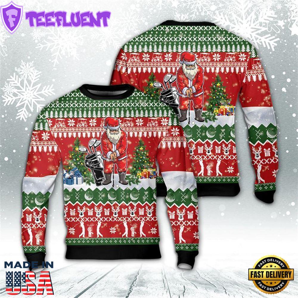 Golf Santa Ugly Christmas Sweater For Men And Women