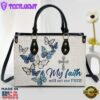 Gorgeous Butterfly Leather Bag My Faith Will Set Me Free Christ Gifts Leather Bags