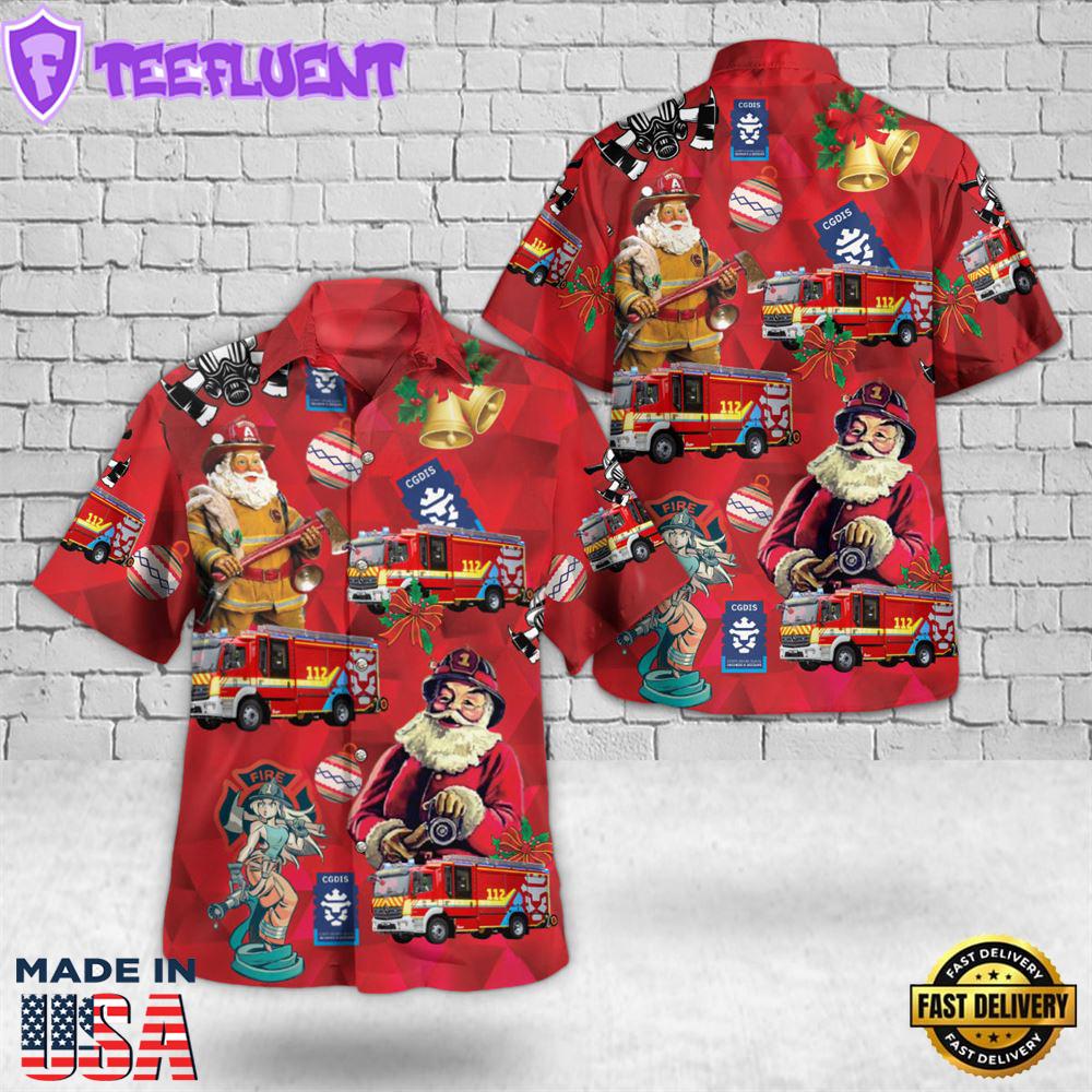 Grand-Ducal Fire and Rescue Corps of Luxembourg CGDIS HLF Mercedes Benz Atego Christmas Hawaiian Shirt