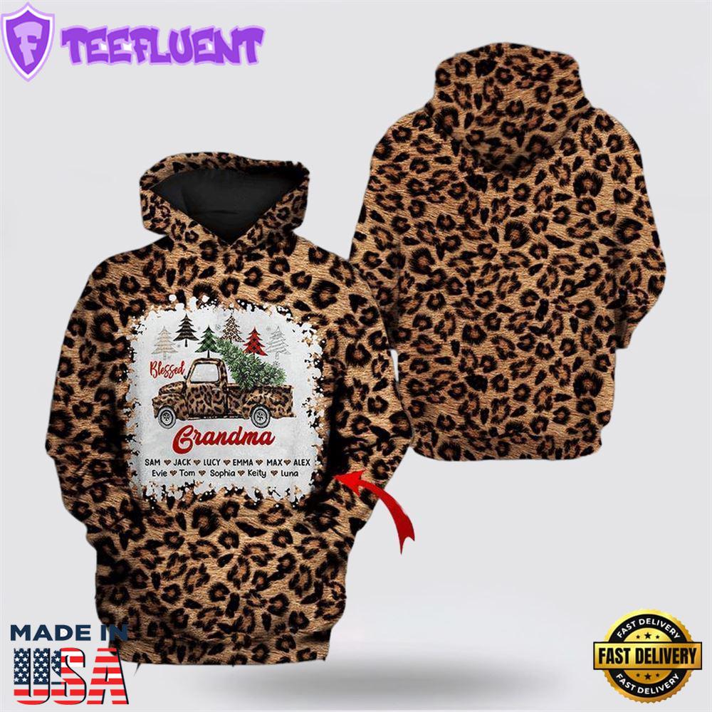 Grandma Leopard Seamless Truck Christmas All Over Print 3D Hoodie