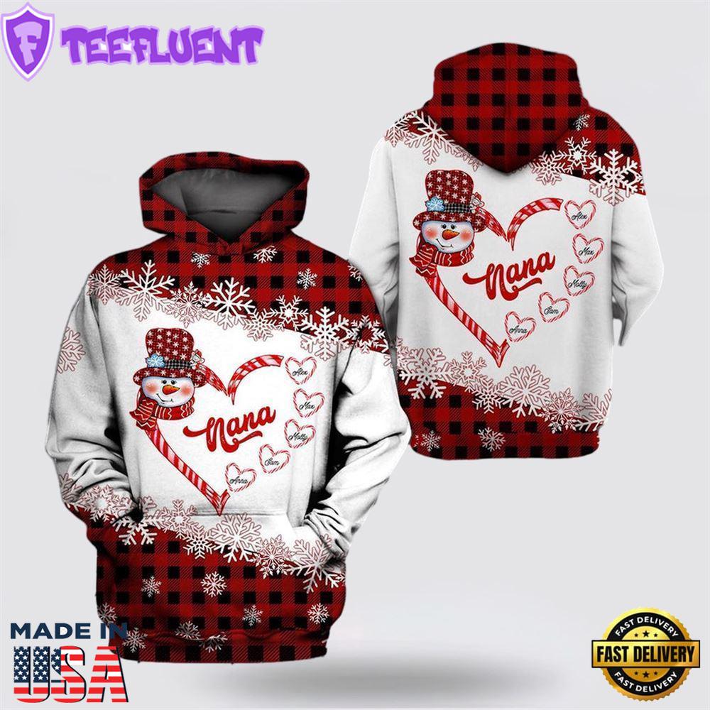Grandma Snowman Christmas All Over Print 3D Hoodie