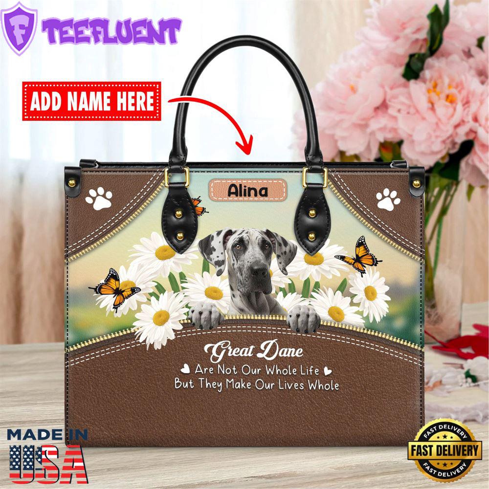 Great Dane Dog Are Not Our Whole Life But They Make Our Lives Whole Leather Handbag