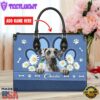 Great Dane Dog Lover Leather Bag With Daisy Flowers