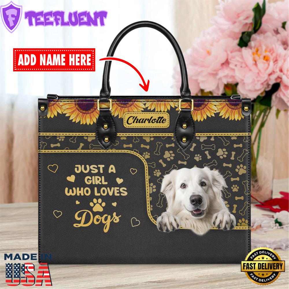 Great Pyrenees Dog Just A Girl Who Loves Dogs Leather Handbag