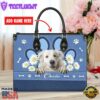 Great Pyrenees Dog Lover Leather Bag With Daisy Flowers