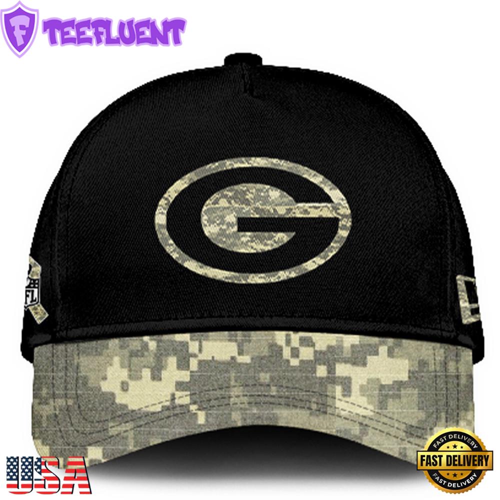 Green Bay Packers 2024 Salute to Service Club Black Camo Cap Gift For Veteran