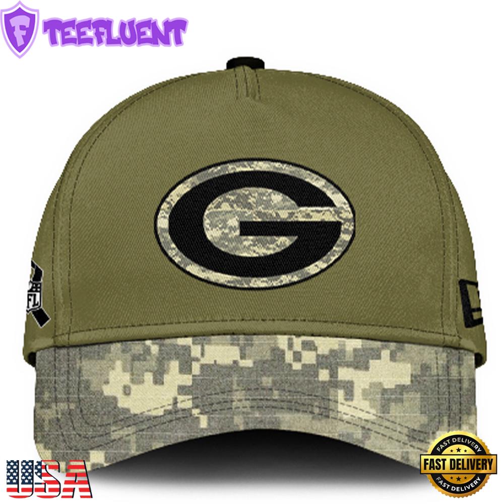 Green Bay Packers 2024 Salute to Service Club Green Camo Cap Gift For Veteran