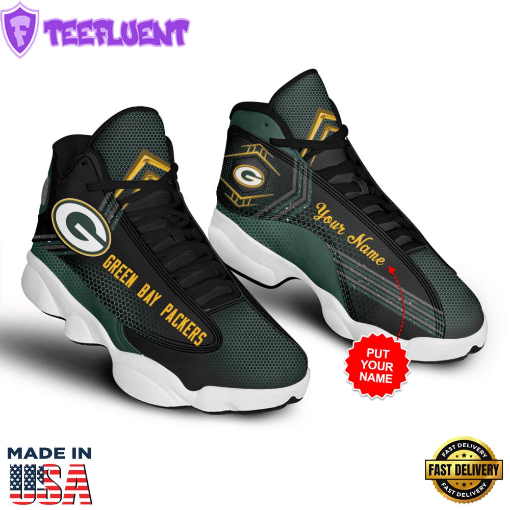 Green Bay Packers Custom Name Air Jordan 13 Sneakers