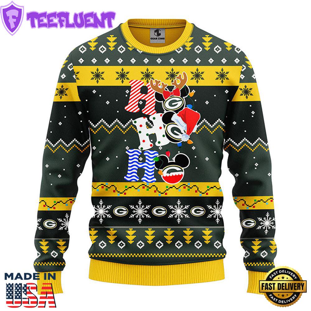 Green Bay Packers HoHoHo Mickey Christmas Ugly Sweater
