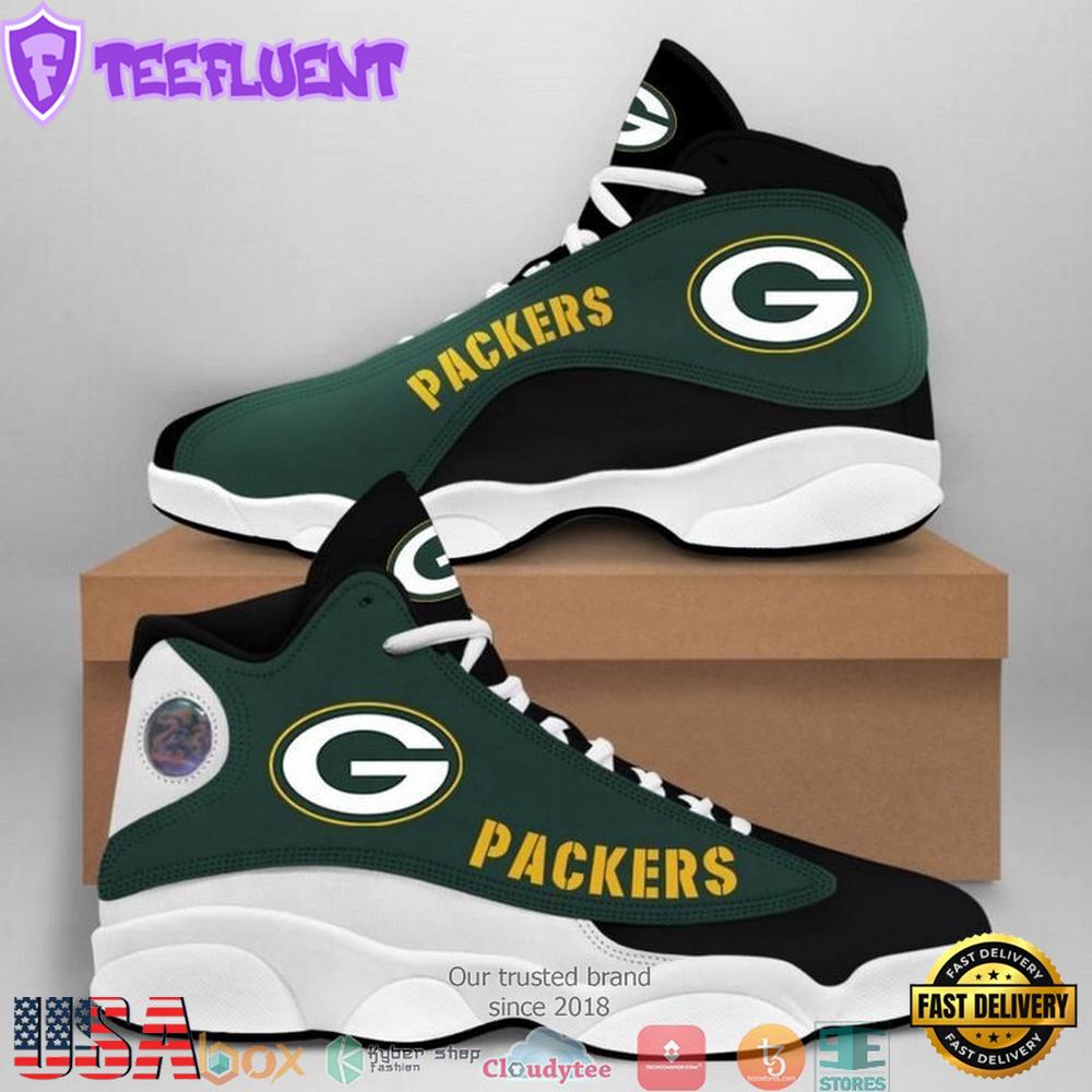 Green Bay Packers NFL Big Logo Football Team Air Jordan 13 Sneaker Shoes - Gift For Fans