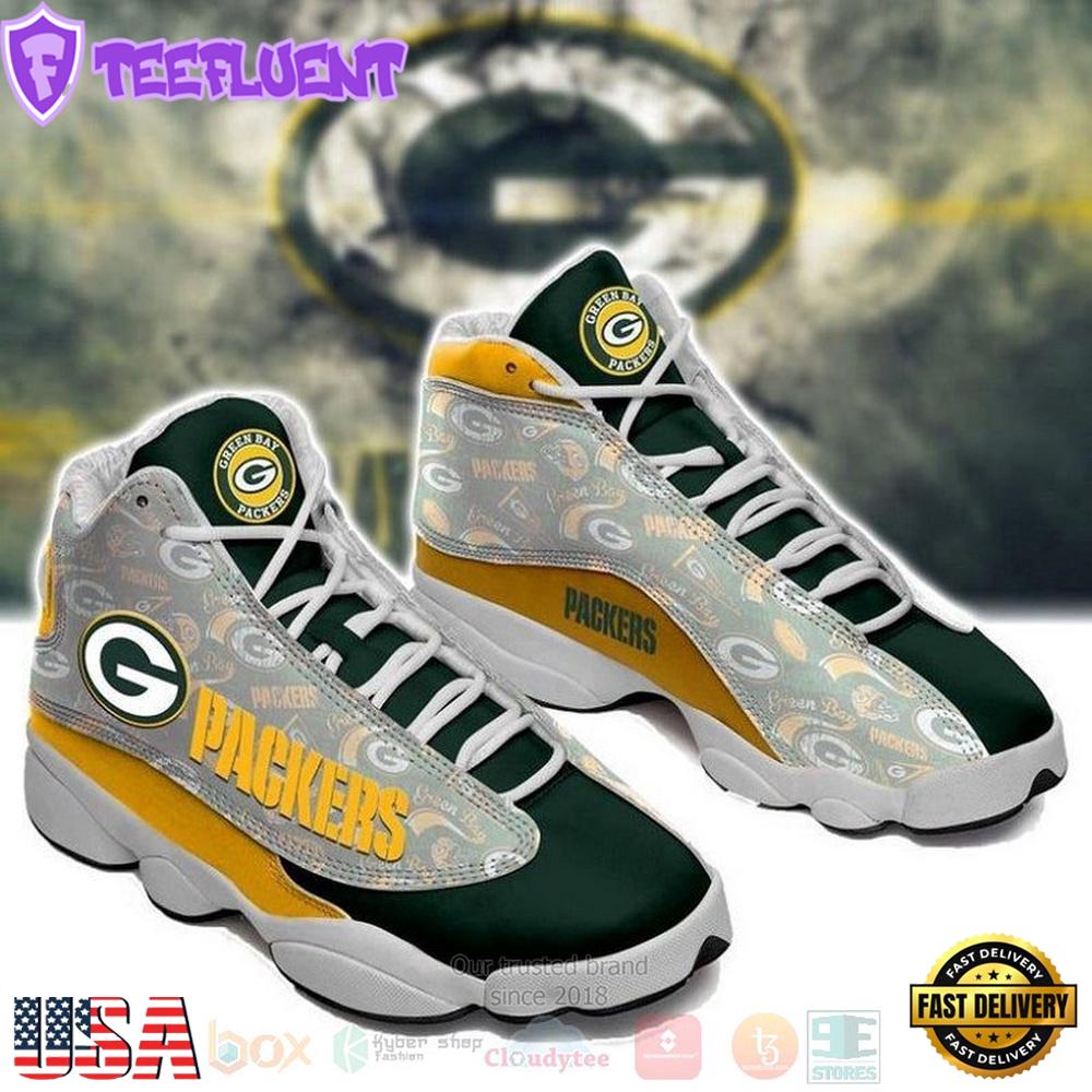 Green Bay Packers NFL Team Green Yellow Air Jordan 13 Shoes - Gift For Fans
