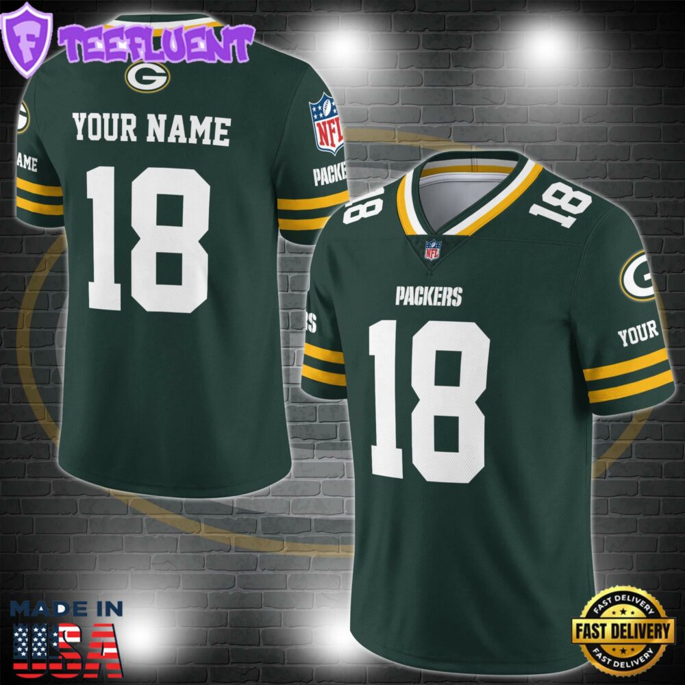 Green Bay Packers Personalized V-neck Football Jersey Sport Gifts For Fan
