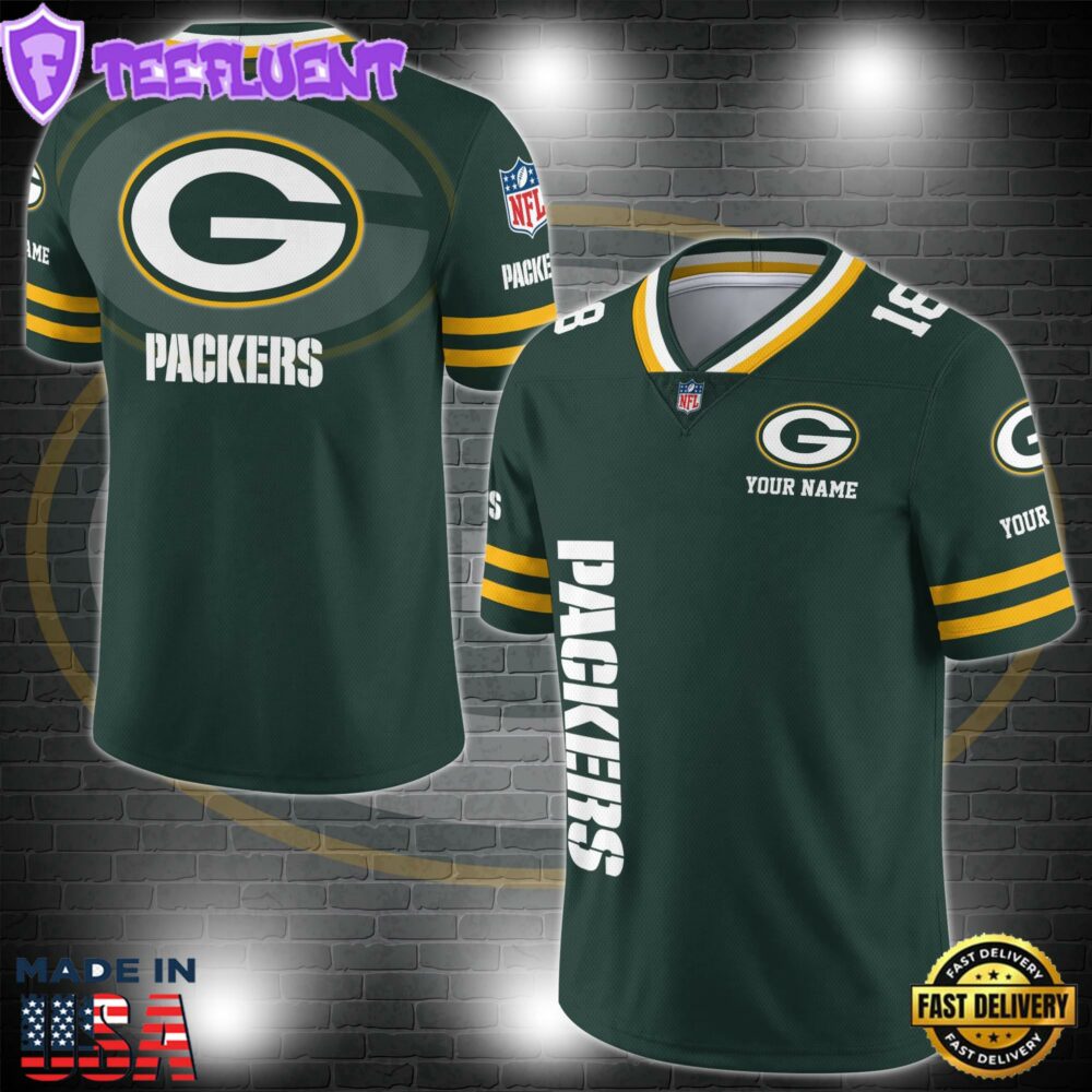 Green Bay Packers Personalized V-neck Football Jersey Sport Gifts For Fan AZCVFJ021