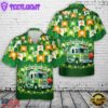 Green Fire Truck Saint Patrick's Day Leprechaun Hawaiian Shirt