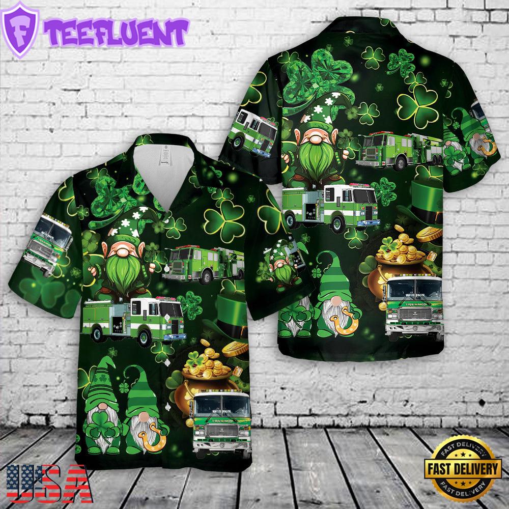 Green Fire Trucks Patrick's Day Hawaiian Shirt