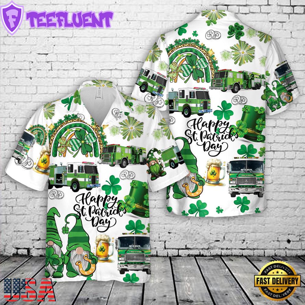 Green Fire Trucks Patrick's Day Hawaiian Shirts