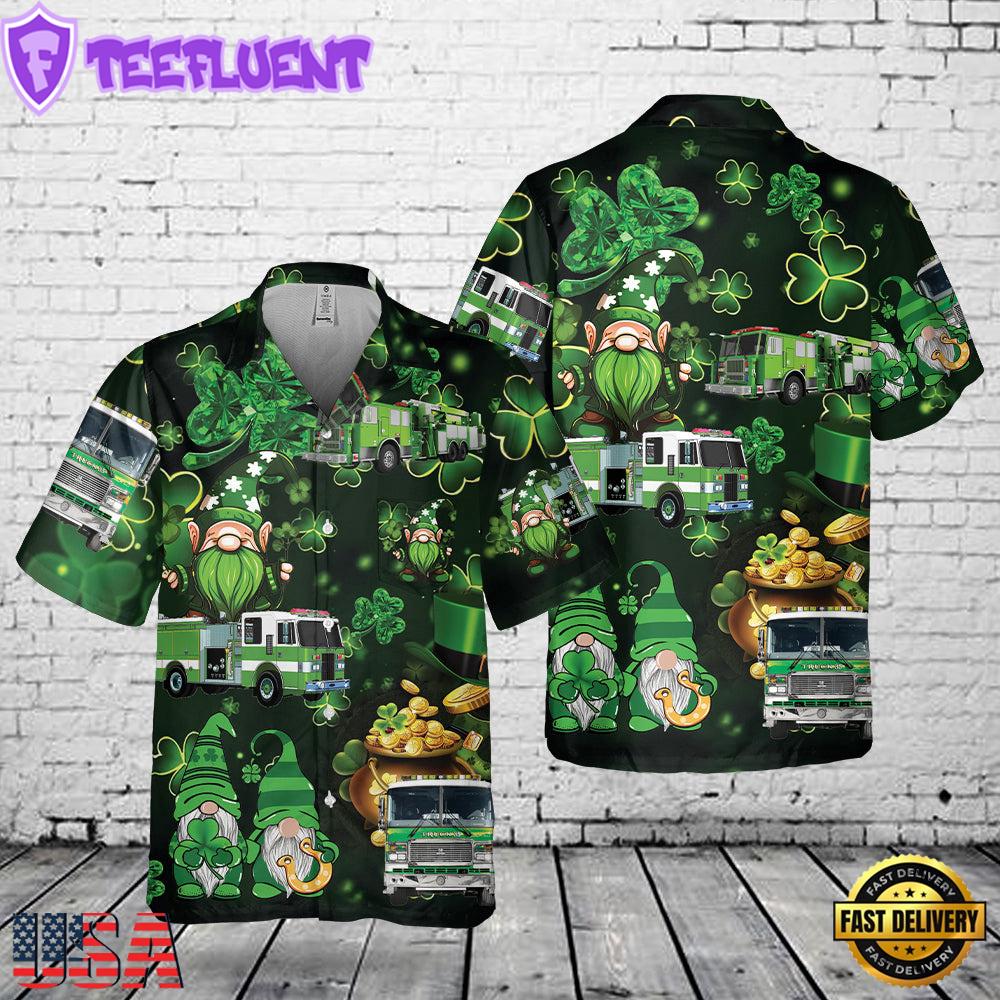 Green Fire Trucks Patrick's Day Pocket Hawaiian Shirt