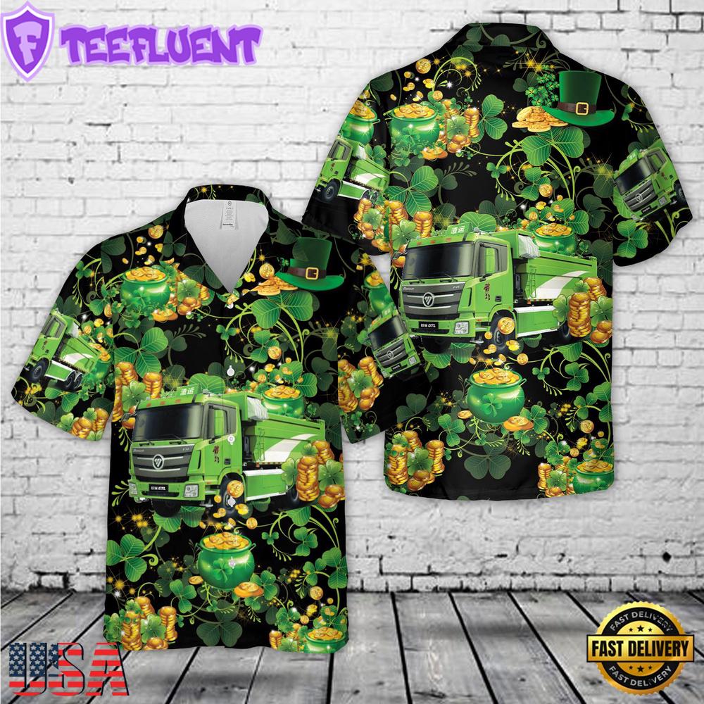 Green Fire Trucks Patrick's Day Summer Hawaiian Shirt