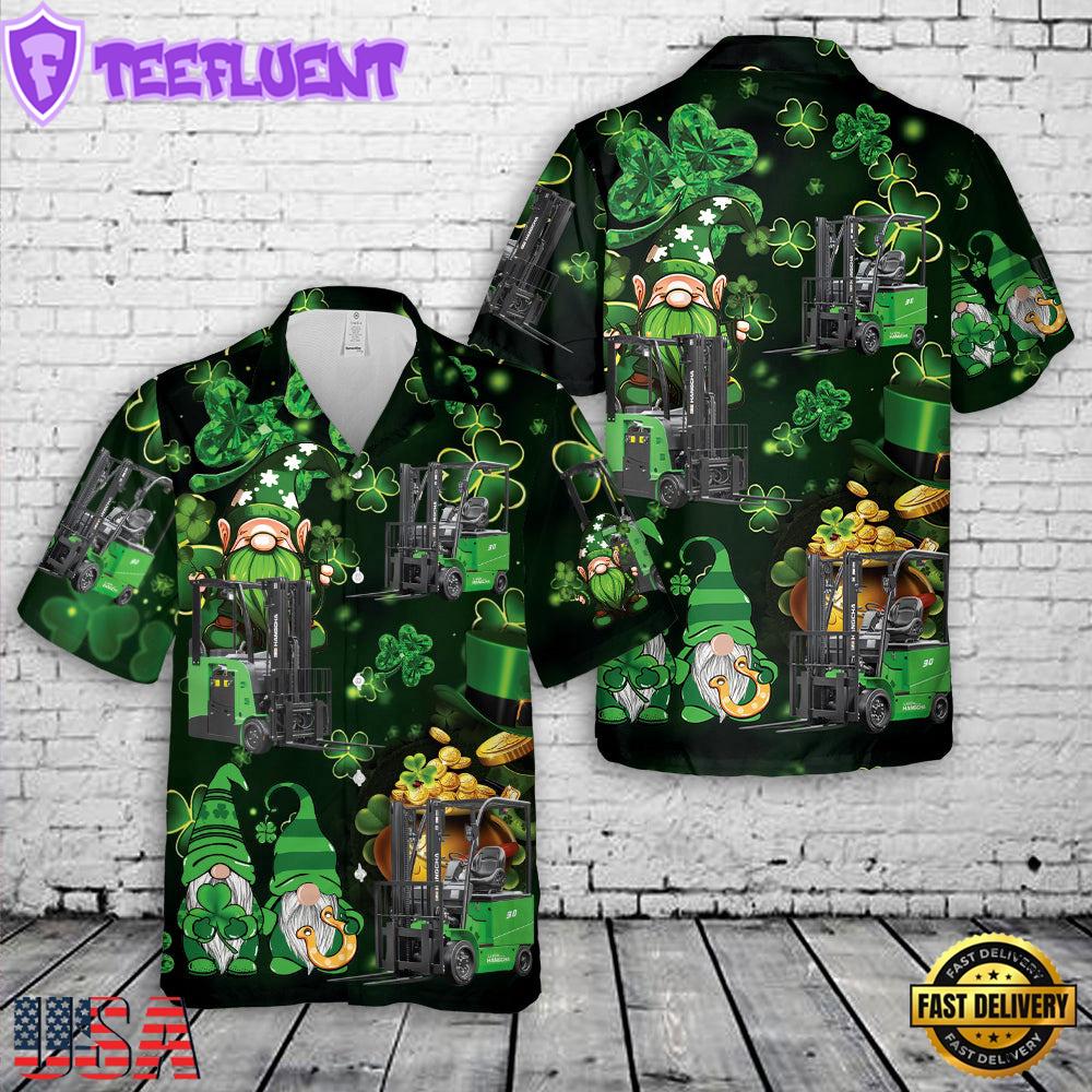 Green Forklift, St Patrick's Day Hawaiian Shirt