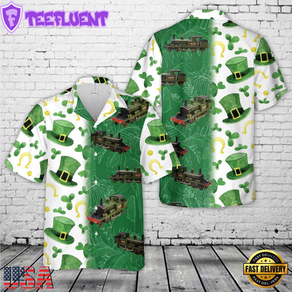 Green Vintage Locomotive St Patrick's Day Hawaiian Shirt