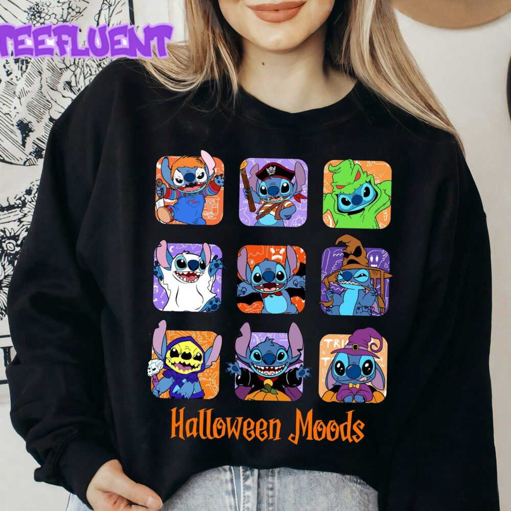 Halloween Moods Disney Stitch Lilo And Stitch Shirt Mummy Witch Spooky Season Disneyland Matching Shirts
