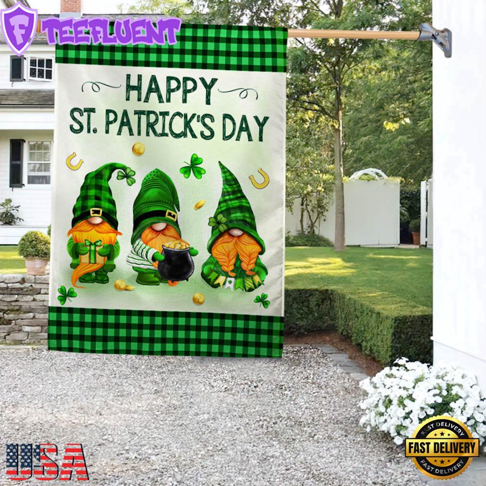 Happy Patrick's Day Gnomes House And Garden Flag