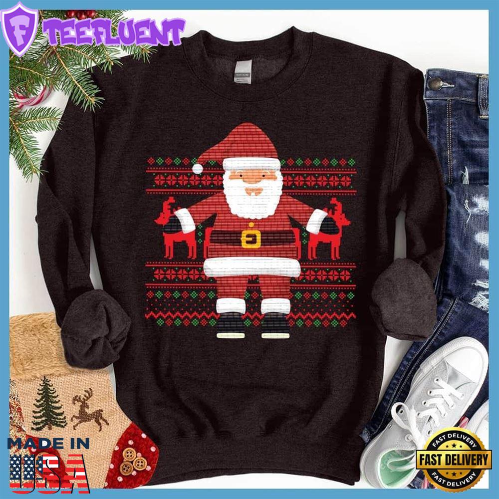 Happy Santa Ugly Christmas Colored Print Sweatshirt