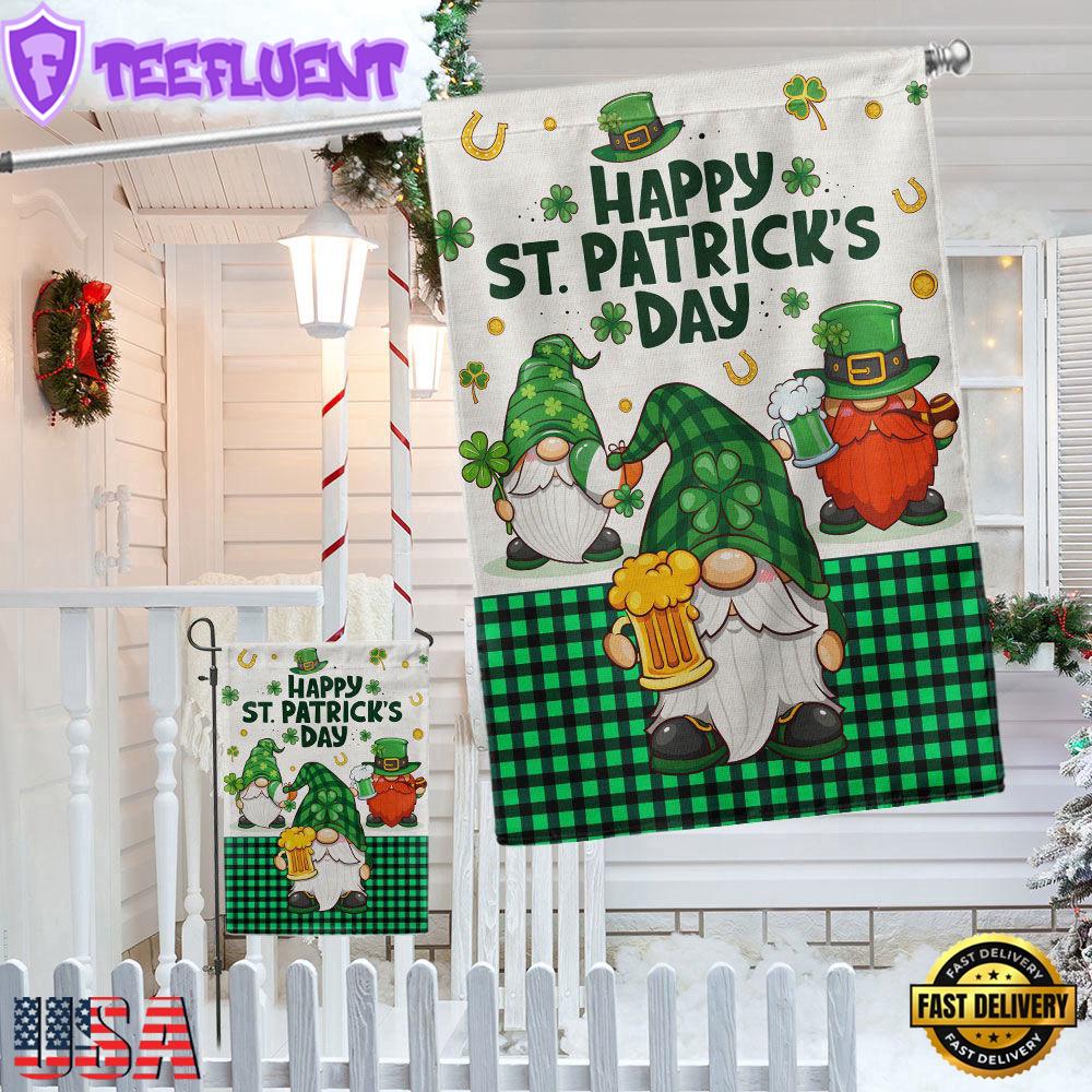 Happy St. Patrick's Day Gnome Fla House And Garden Flag